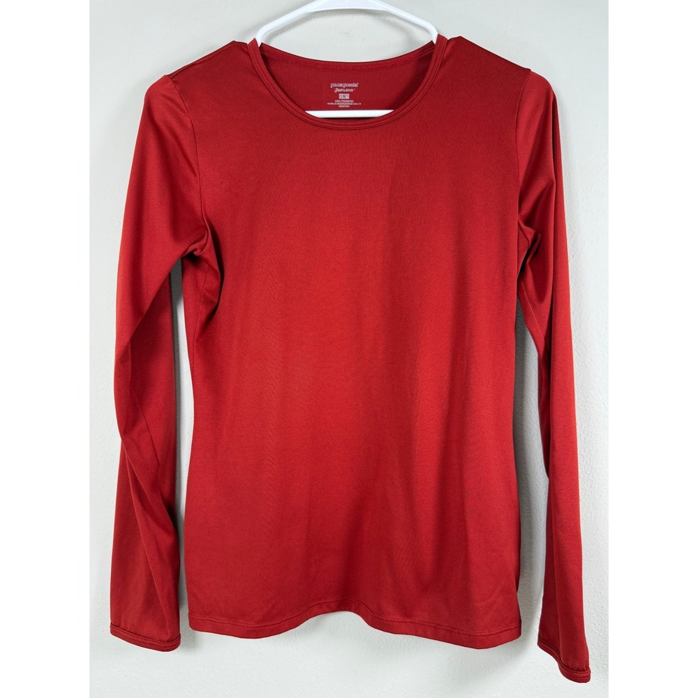 Patagonia Capilene Long Sleeve Shirt Womens Small Rust Red Base Layer Hiking Tee